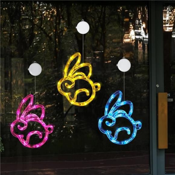 3Pack Easter Window Lights Easter Bunny Lights Decorations Battery Operated - Picture 4 of 7